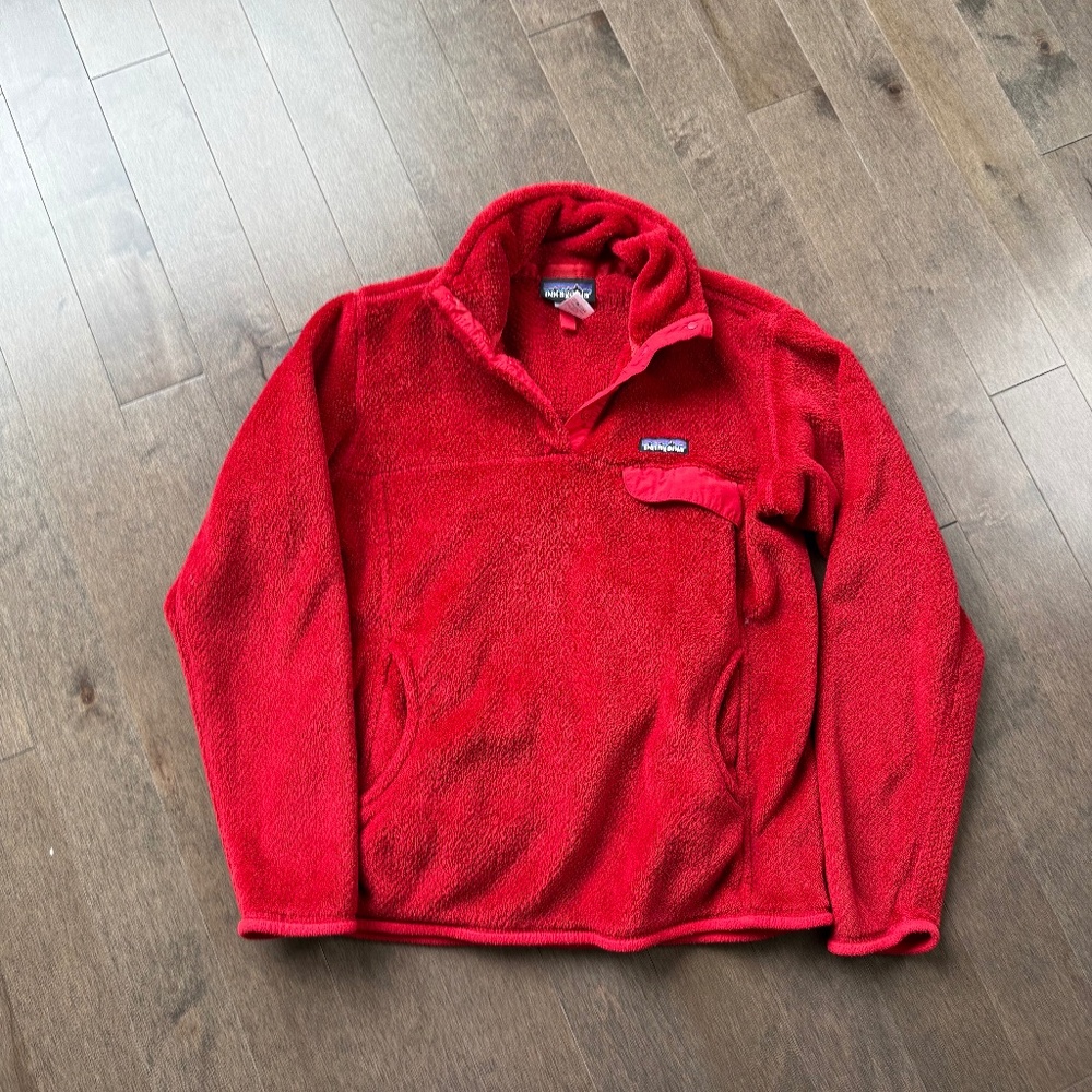 Patagonia Re-Tool Half- Snap Pullover Fleece Size Medium Red